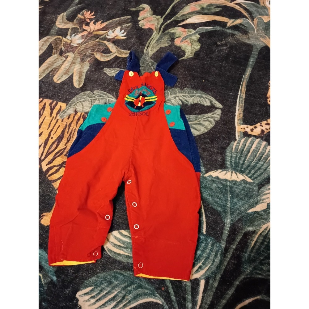 Vintage Color block Airplane Overalls Size 3T "Hot Shot Flying School "